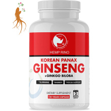 Natural Products Wild Ginseng Capsules Red Korean Ginseng Root with Gingko Biloba for Weight Loss Slimming